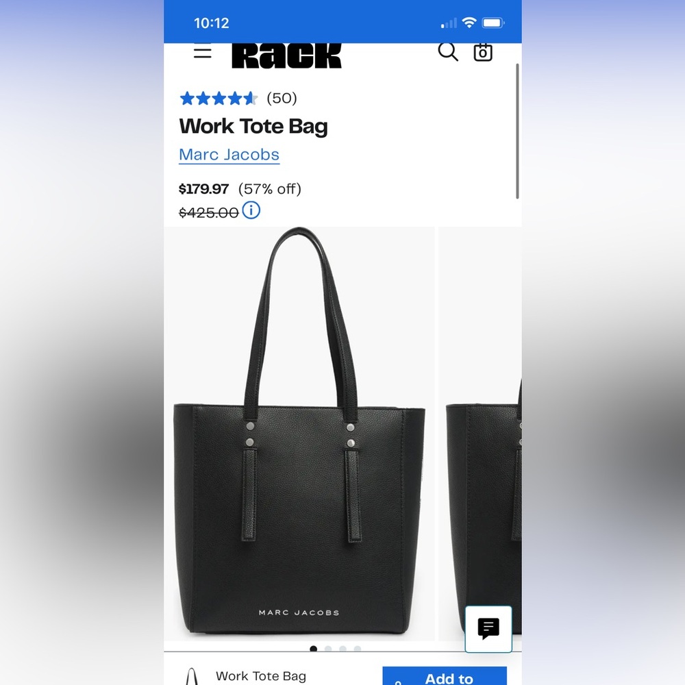 Marc jacobs black work tote bag